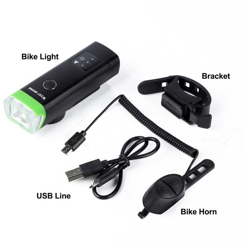 Front Bicycle Light USB Rechargeable LED Bike Light Waterproof Cycling Headlight Climbing Safety Flashlight Lamps Bike Light Super Bright Bicycle Light Easy To Install Fits All Bikes Headlights With Modes Stevvex