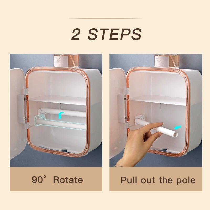 Toilet Paper Holder Stand Wall Mounted Waterproof Paper Towel Dispenser Holder Tissue Box Toilet Roll Holder For Toilet Paper Toilet Paper Roll Holder With Shelf And Drawer Adhesive Bathroom Tissue Box Holder Wall Mount Facial Toilet Tissue Paper Storage Stevvex