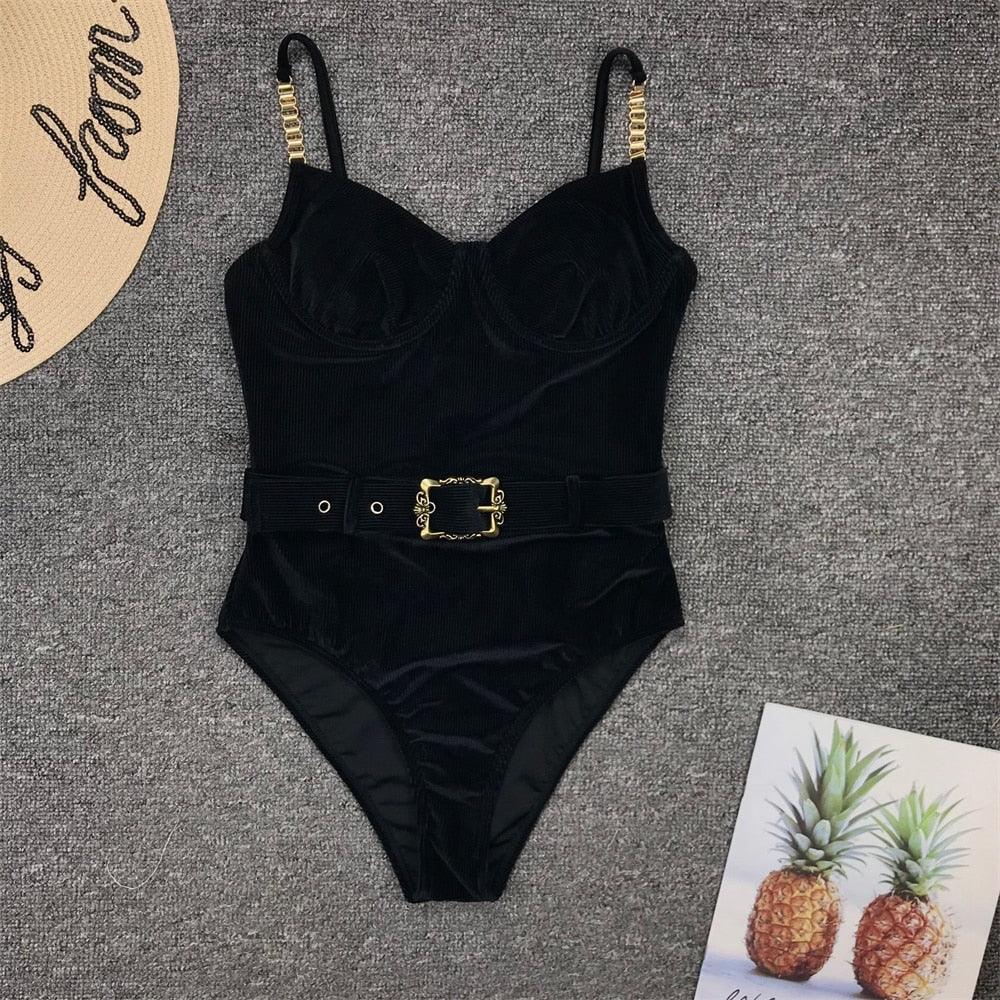 Luxury Black Female Swimsuit Vintage One Piece Ruffled Push Up Tummy Control Swimwear Halter One Piece Slimming Retro Swimsuit Women's Plus Size Push Up Bathing Suit Solid Red Swimwear Women Padded Bathing Suits Stevvex