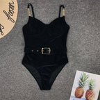 Luxury Black Female Swimsuit Vintage One Piece Ruffled Push Up Tummy Control Swimwear Halter One Piece Slimming Retro Swimsuit Women's Plus Size Push Up Bathing Suit Solid Red Swimwear Women Padded Bathing Suits Stevvex