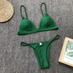 Colors Solid Bikini Set Push Up Swimwear Two Piece Swimsuit Swimwear Halter String Triangle Bikini Sets Women Swimsuit Low Waist Halter Two Pieces Bathing Suit