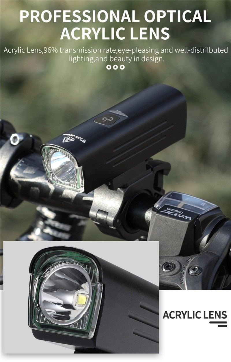 Front Bicycle Light USB Rechargeable LED Bike Light Waterproof Cycling Headlight Climbing Safety Flashlight Lamps Bike Light Super Bright Bicycle Light Easy To Install Fits All Bikes Headlights With Modes Stevvex