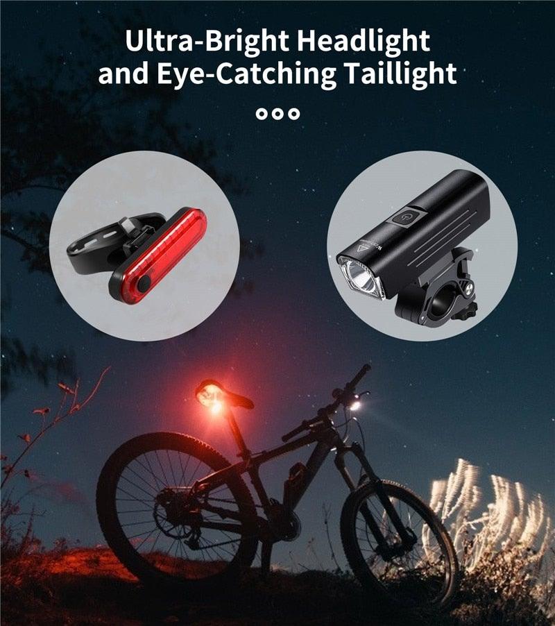 Front Bicycle Light USB Rechargeable LED Bike Light Waterproof Cycling Headlight Climbing Safety Flashlight Lamps Bike Light Super Bright Bicycle Light Easy To Install Fits All Bikes Headlights With Modes Stevvex