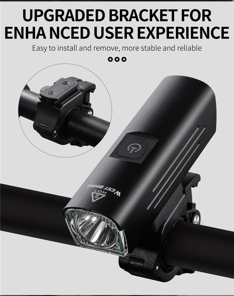 Front Bicycle Light USB Rechargeable LED Bike Light Waterproof Cycling Headlight Climbing Safety Flashlight Lamps Bike Light Super Bright Bicycle Light Easy To Install Fits All Bikes Headlights With Modes Stevvex