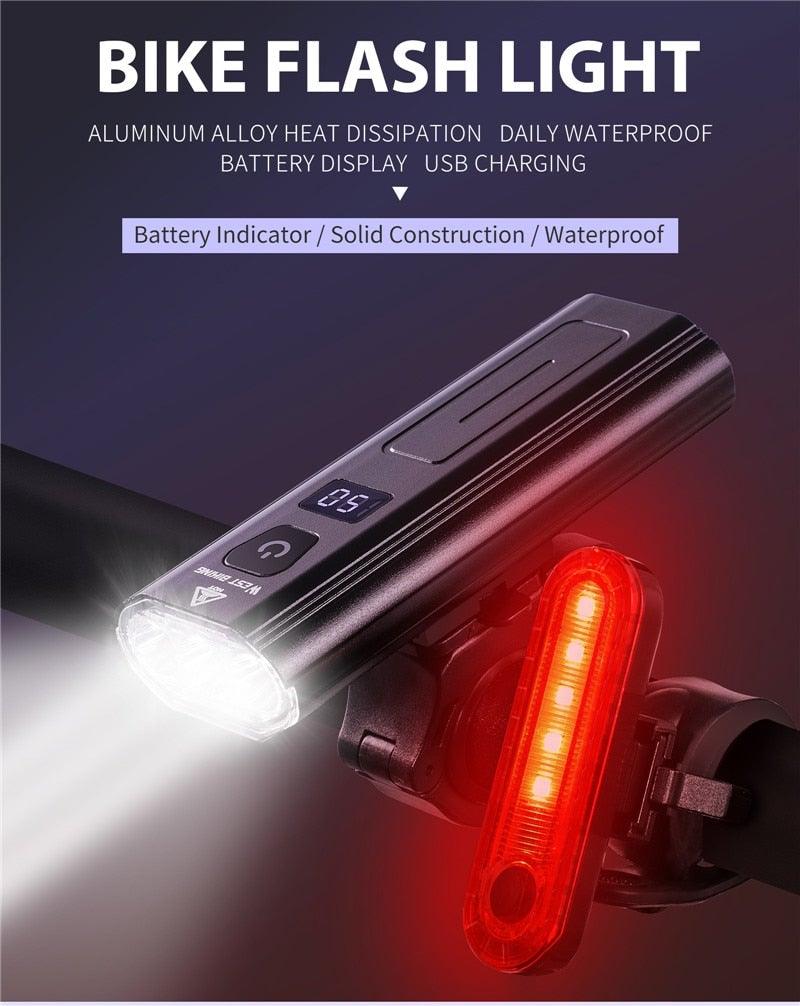 Front Bicycle Light USB Rechargeable LED Bike Light Waterproof Cycling Headlight Climbing Safety Flashlight Lamps Bike Light Super Bright Bicycle Light Easy To Install Fits All Bikes Headlights With Modes Stevvex
