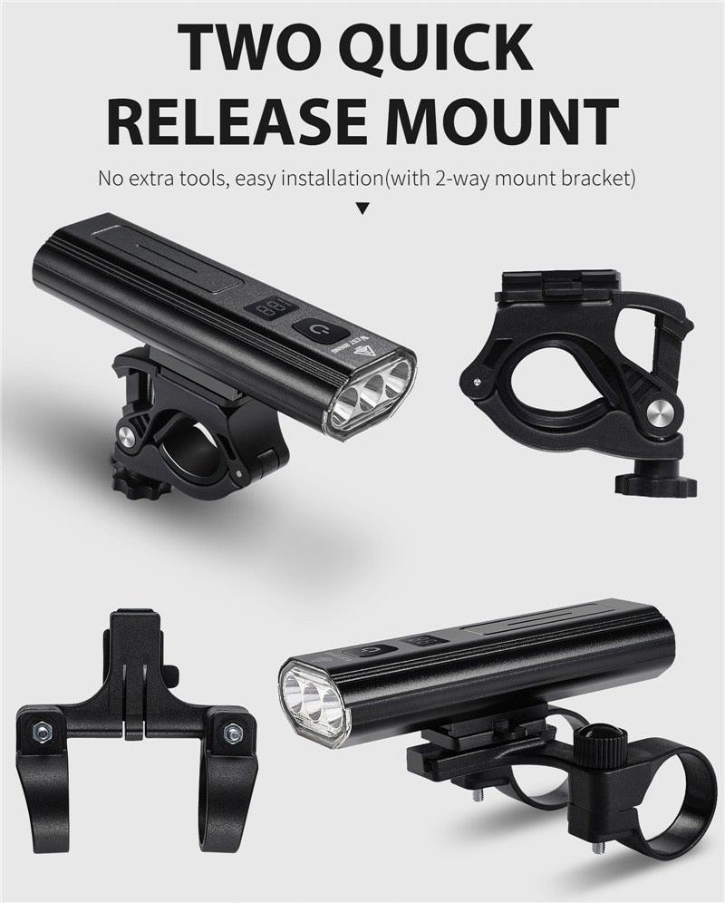 Front Bicycle Light USB Rechargeable LED Bike Light Waterproof Cycling Headlight Climbing Safety Flashlight Lamps Bike Light Super Bright Bicycle Light Easy To Install Fits All Bikes Headlights With Modes Stevvex