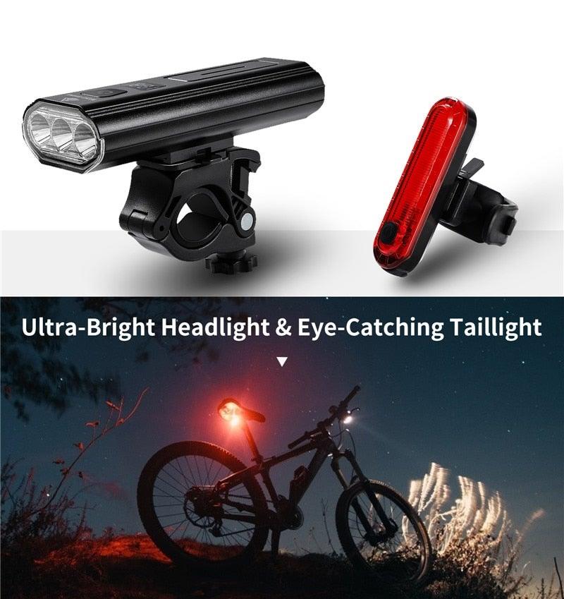 Front Bicycle Light USB Rechargeable LED Bike Light Waterproof Cycling Headlight Climbing Safety Flashlight Lamps Bike Light Super Bright Bicycle Light Easy To Install Fits All Bikes Headlights With Modes Stevvex