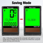 LED Waterproof Bicycle Computer Wireless 5 Language Cycling Bike Odometer Stopwatch Speedometer With Solar Energy Bicycle Odometer Wireless Waterproof Cycling Computer LCD Backlight Display