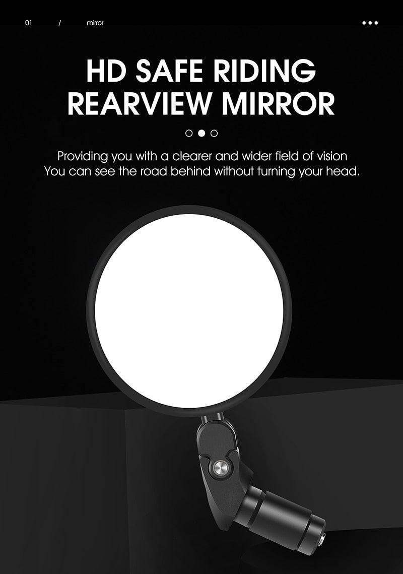 Adjustable Rotation Bike Rearview Mirror Cycling Rear View Road Bicycle Handlebar Mirrors Convex Mirror With 360˚Adjustable Handlebar Installation For Mountain Road Bike Electric Bicycle Accessories Stevvex