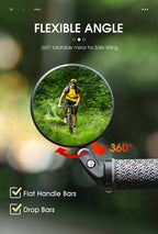 Adjustable Rotation Bike Rearview Mirror Cycling Rear View Road Bicycle Handlebar Mirrors Convex Mirror With 360˚Adjustable Handlebar Installation For Mountain Road Bike Electric Bicycle Accessories Stevvex