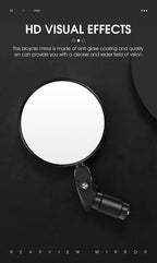 Adjustable Rotation Bike Rearview Mirror Cycling Rear View Road Bicycle Handlebar Mirrors Convex Mirror With 360˚Adjustable Handlebar Installation For Mountain Road Bike Electric Bicycle Accessories Stevvex