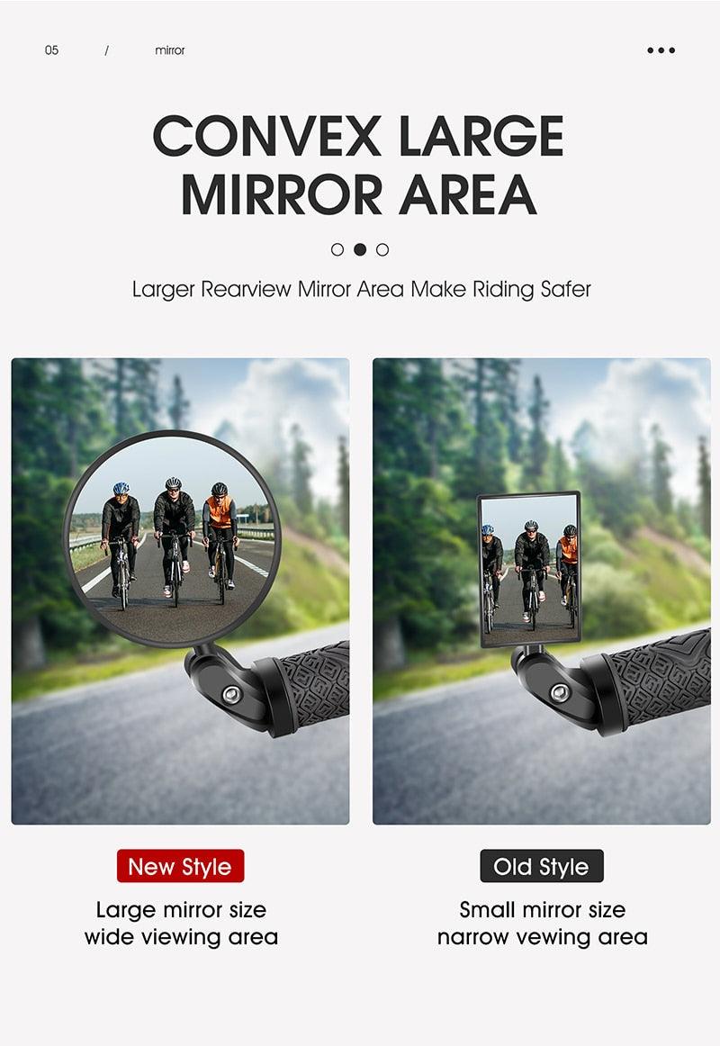 Adjustable Rotation Bike Rearview Mirror Cycling Rear View Road Bicycle Handlebar Mirrors Convex Mirror With 360˚Adjustable Handlebar Installation For Mountain Road Bike Electric Bicycle Accessories Stevvex