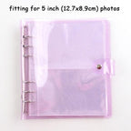 100/200 Pockets Photo Album 3/5 inches Mini Picture Case Name Card Storage Collect Book Photocard Shiny Clear 6-Ring Binder Cover Refillable Notebook Photo Album Stevvex