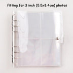 100/200 Pockets Photo Album 3/5 inches Mini Picture Case Name Card Storage Collect Book Photocard Shiny Clear 6-Ring Binder Cover Refillable Notebook Photo Album Stevvex