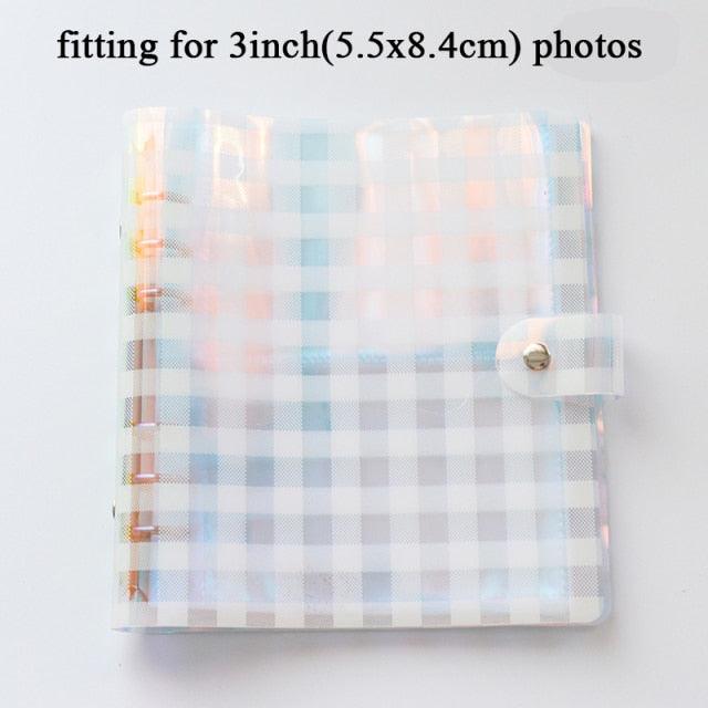 100/200 Pockets Photo Album 3/5 inches Mini Picture Case Name Card Storage Collect Book Photocard Shiny Clear 6-Ring Binder Cover Refillable Notebook Photo Album Stevvex
