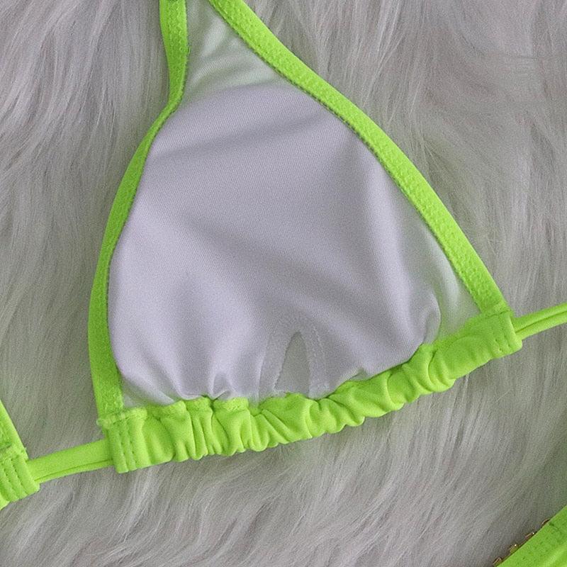 Luxury Purple Halter Crystal Diamond Bikini Female Swimsuit Women Swimwear Rhinestone Bikini Set Bathing Suit Women's Swimwear Rhinestone Halter Low Waist Tie Side Bikini Set 2 Pieces Crystal Diamond Swimsuit Stevvex