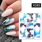 Black Lines Flower Leaves Water Decals Stickers Floral Face Marble Pattern Slider For Nails Summer Nail Art Decoration Summer Stickers on Nails Simple Summer Slider for Manicure Nail Art Watermark Manicure Decor Stevvex