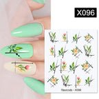 Black Lines Flower Leaves Water Decals Stickers Floral Face Marble Pattern Slider For Nails Summer Nail Art Decoration Summer Stickers on Nails Simple Summer Slider for Manicure Nail Art Watermark Manicure Decor Stevvex