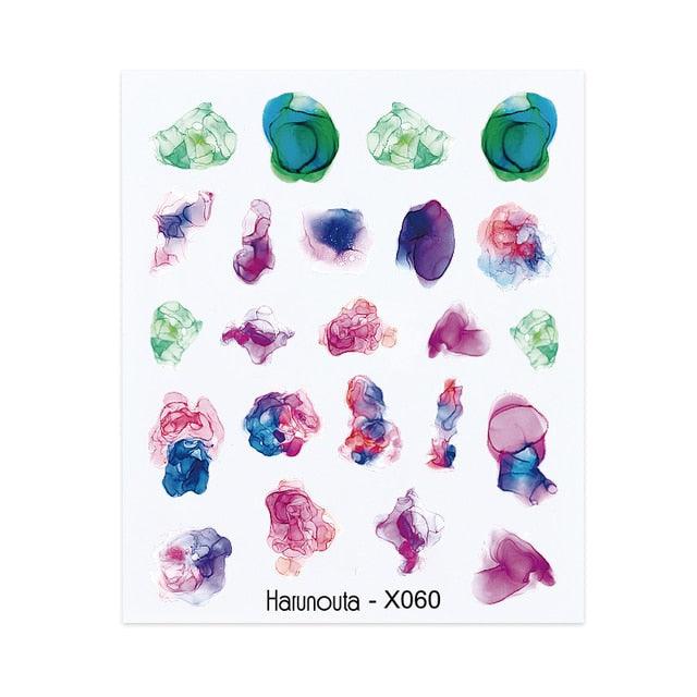 Black Lines Flower Leaves Water Decals Stickers Floral Face Marble Pattern Slider For Nails Summer Nail Art Decoration Summer Stickers on Nails Simple Summer Slider for Manicure Nail Art Watermark Manicure Decor Stevvex