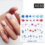 Black Lines Flower Leaves Water Decals Stickers Floral Face Marble Pattern Slider For Nails Summer Nail Art Decoration Summer Stickers on Nails Simple Summer Slider for Manicure Nail Art Watermark Manicure Decor Stevvex
