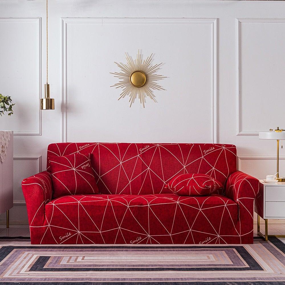 Elastic Plain Floral Printing  Sofa Cover Stretch for Living Room Couch Cover Chair Protector 1/2/3/4 Seater Printed Couch Cover for 3 Cushion Couch  Floral Pattern Sofa Cover with Separate Cushion Cover Pieces Stretch Sofa Slipcover Stevvex