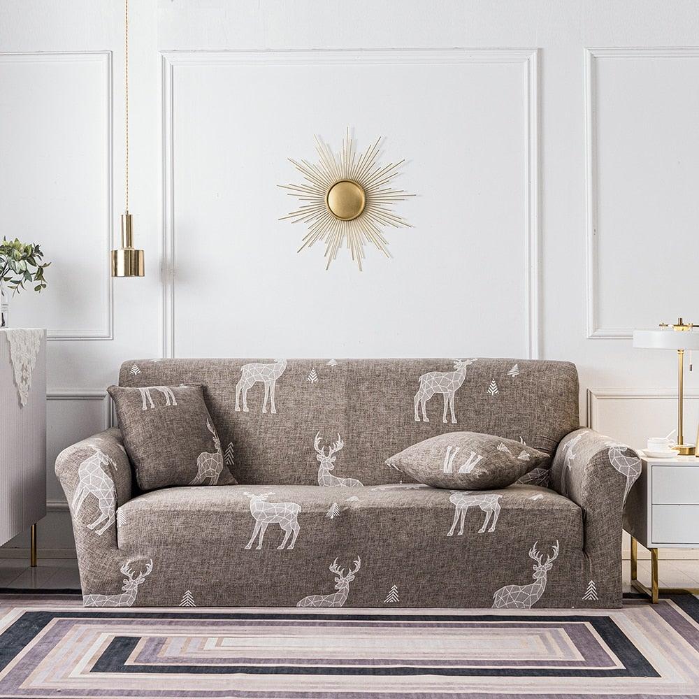 Elastic Plain Floral Printing  Sofa Cover Stretch for Living Room Couch Cover Chair Protector 1/2/3/4 Seater Printed Couch Cover for 3 Cushion Couch  Floral Pattern Sofa Cover with Separate Cushion Cover Pieces Stretch Sofa Slipcover Stevvex