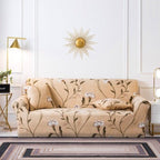 Elastic Plain Floral Printing  Sofa Cover Stretch for Living Room Couch Cover Chair Protector 1/2/3/4 Seater Printed Couch Cover for 3 Cushion Couch  Floral Pattern Sofa Cover with Separate Cushion Cover Pieces Stretch Sofa Slipcover Stevvex