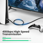 HDMI 2.1 Cable Ultra High Speed 8K60Hz 4K120Hz HDMI Splitter Cable 48Gbps Ultra High Speed 4K 120Hz Braided HDMI Cable Dynamic HDR Vision HDR 10 Compatible With UHD TV Laptop Stevvex