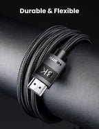 HDMI 2.1 Cable Ultra High Speed 8K60Hz 4K120Hz HDMI Splitter Cable 48Gbps Ultra High Speed 4K 120Hz Braided HDMI Cable Dynamic HDR Vision HDR 10 Compatible With UHD TV Laptop Stevvex