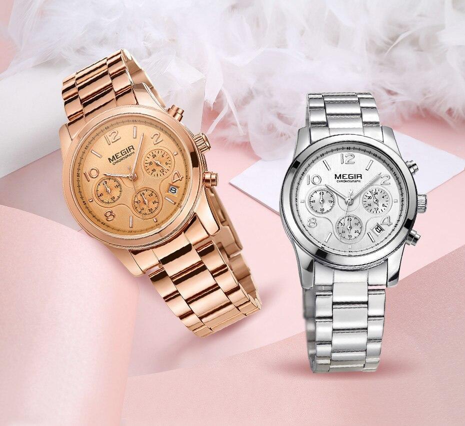 Multifunctional Business Women Watches Quartz Waterproof Stainless Watch Elegant Shine Round Design Stevvex