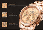 Multifunctional Business Women Watches Quartz Waterproof Stainless Watch Elegant Shine Round Design Stevvex