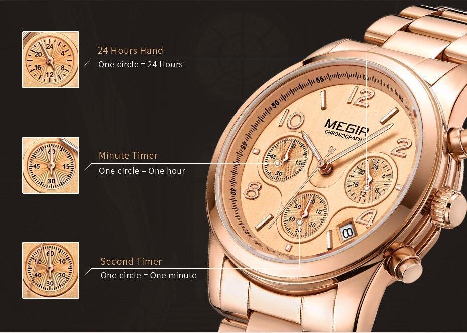Multifunctional Business Women Watches Quartz Waterproof Stainless Watch Elegant Shine Round Design Stevvex