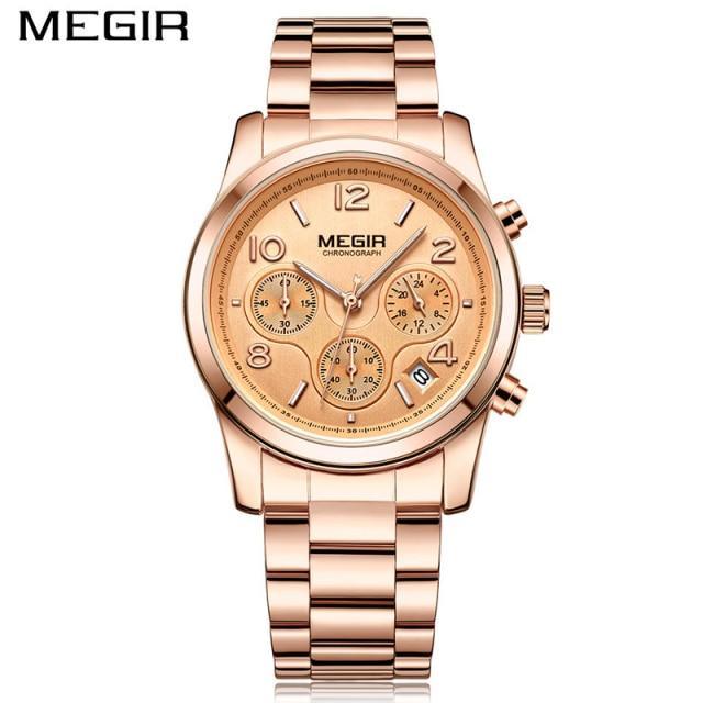 Multifunctional Business Women Watches Quartz Waterproof Stainless Watch Elegant Shine Round Design Stevvex