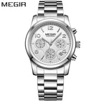 Multifunctional Business Women Watches Quartz Waterproof Stainless Watch Elegant Shine Round Design Stevvex