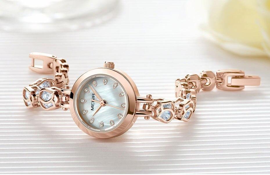 Charming Women Fashion Crystal Watch Elegant Shape Bracelet Strap Luxury Design Quartz Waterproof Womens Wrist Watch Stevvex
