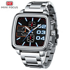 Elegant Business Square Mens Watch Multifunctional Waterproof Stainless Steel Design Big Wrist Watch Stevvex