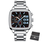 Elegant Business Square Mens Watch Multifunctional Waterproof Stainless Steel Design Big Wrist Watch Stevvex