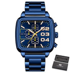 Elegant Business Square Mens Watch Multifunctional Waterproof Stainless Steel Design Big Wrist Watch Stevvex