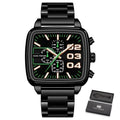 Elegant Business Square Mens Watch Multifunctional Waterproof Stainless Steel Design Big Wrist Watch Stevvex