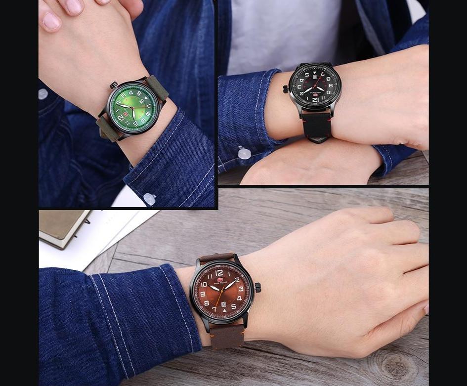 Casual Sport Mens Watch Luxury Green Round Design Waterproof Analog Quartz Classic Fashion Wrist Watch Stevvex