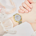 New Women Fashion Watches Luxury Quartz Waterproof Wrist Watch Gold Stainless Steel Mesh Elegant Design For Women