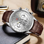 Black Luxury Men Watch Waterproof Multifunction Quartz Wrist Watches Elegant Leather Strap Sport Design Stevvex