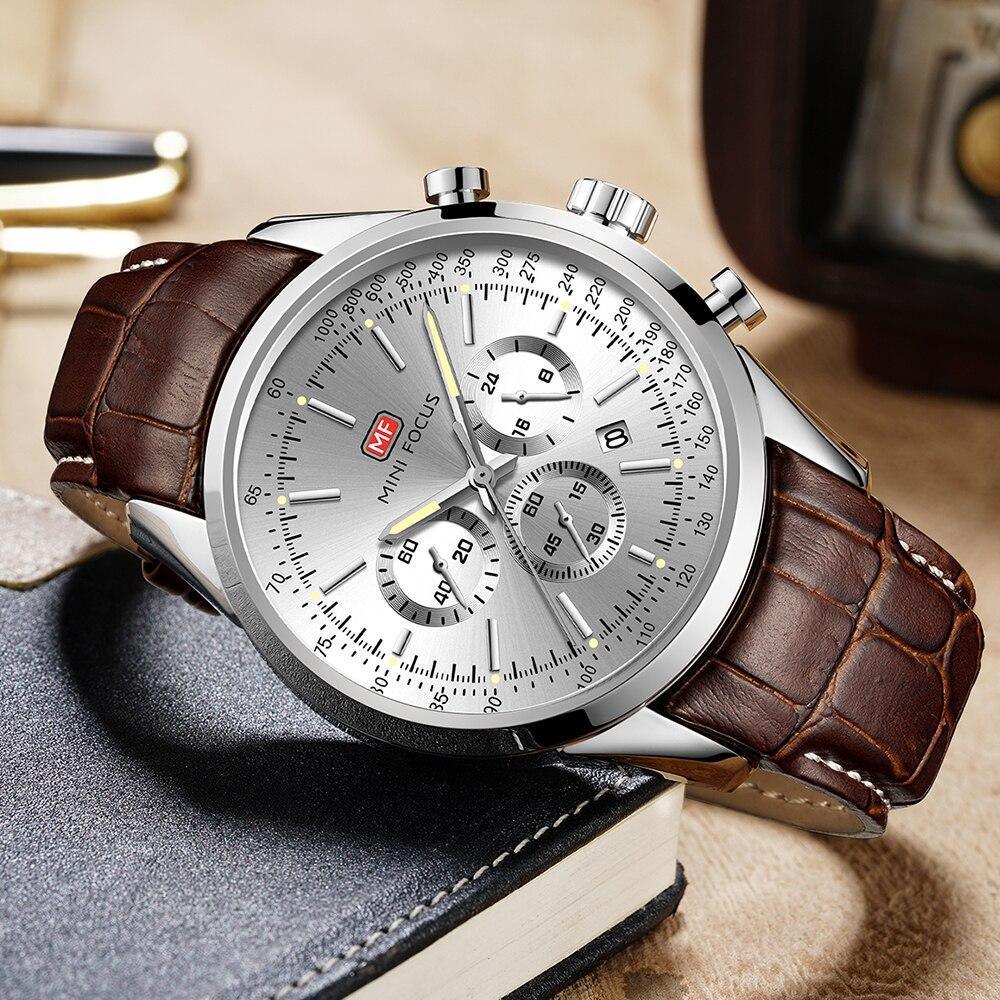 Black Luxury Men Watch Waterproof Multifunction Quartz Wrist Watches Elegant Leather Strap Sport Design Stevvex