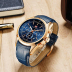 Black Luxury Men Watch Waterproof Multifunction Quartz Wrist Watches Elegant Leather Strap Sport Design Stevvex