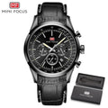 Black Luxury Men Watch Waterproof Multifunction Quartz Wrist Watches Elegant Leather Strap Sport Design Stevvex