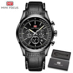 Black Luxury Men Watch Waterproof Multifunction Quartz Wrist Watches Elegant Leather Strap Sport Design Stevvex