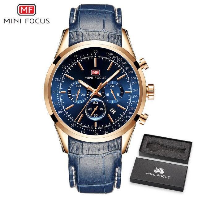 Black Luxury Men Watch Waterproof Multifunction Quartz Wrist Watches Elegant Leather Strap Sport Design Stevvex