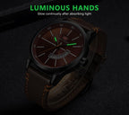 Elegant Black Quartz Men's Watch Fashion Leather Strap Luxury Calendar Design Luminous Analog Unique Design Wristwatches Stevvex