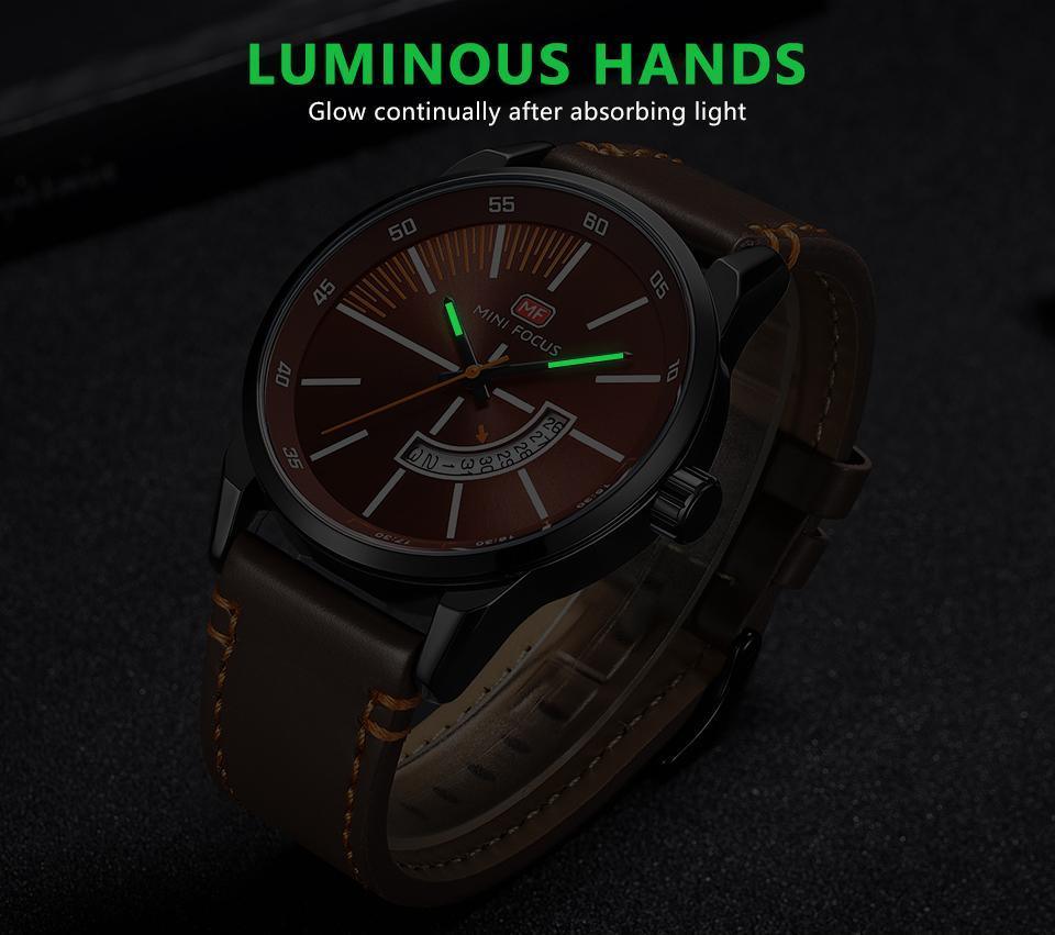 Elegant Black Quartz Men's Watch Fashion Leather Strap Luxury Calendar Design Luminous Analog Unique Design Wristwatches Stevvex