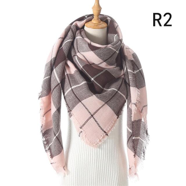 Winter Warm Soft Bandana Plaid Warm Headwear Triangle Scarves Scarf Cashmere Scarf Knit Wraps Shawls Hijabs Shawls Escharpe Elegant Cashmere Scarf Head Wrap Bandana Blanket Shawls Wraps For Female Stevvex